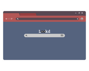 Flat vector of browser search window with funny eye logo and “Lookd” text on blue background