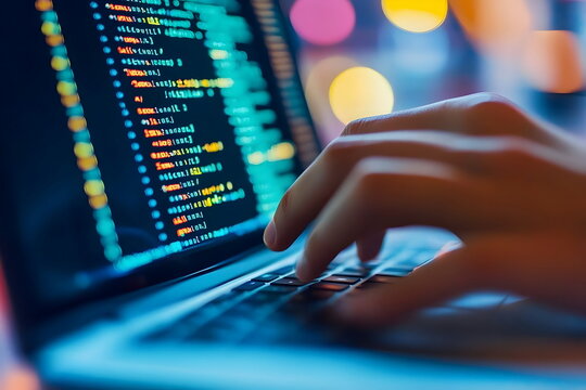 Programming Coding Developer Laptop Hands Colorful Display