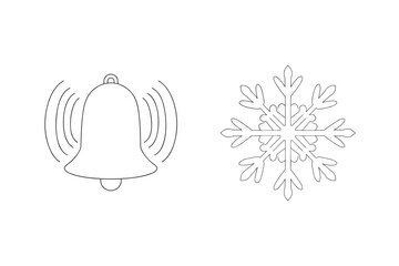 Ringing bell and snowflake outline sound vibration