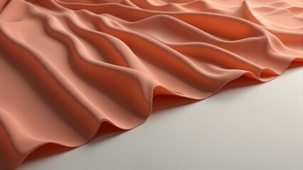 Soft flowing peach fabric with elegant folds and gentle curves creating a luxurious texture and backdrop