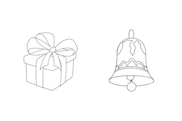 Gift box with ribbon and decorative bell present