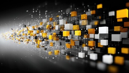 Abstract digital cubes in motion