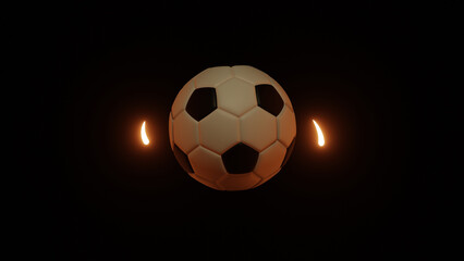 Obraz premium Electric Orange Neon Energy Encircles Soccer Ball in Darkness