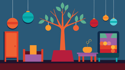 eclectic room creative tree ornaments