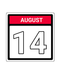 calendar icon August month date 14