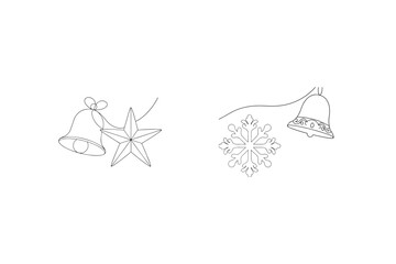 Festive bells and star snowflake christmas holiday