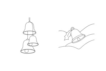 Christmas bells with holly and ribbon decoration