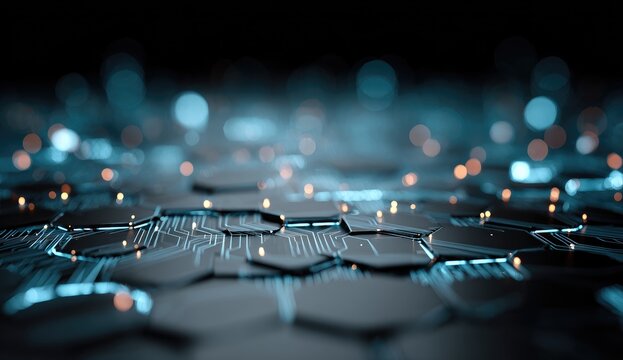 Abstract circuit board, hexagonal pattern