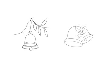 Christmas bells and holly branch festive