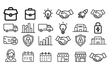 Collection of business and finance icons representing success and growth