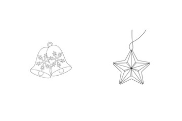 Festive bells and star ornament christmas snowflake