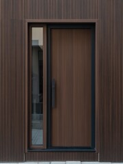 Modern brown door with wood paneling exterior design ideas