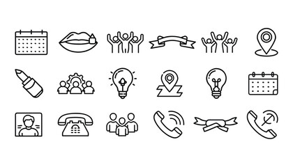 Collection of hand drawn vector icons representing business and lifestyle elements for graphic design