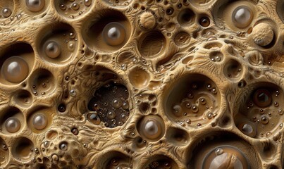 Abstract organic texture background with spheres and detailed crater pattern