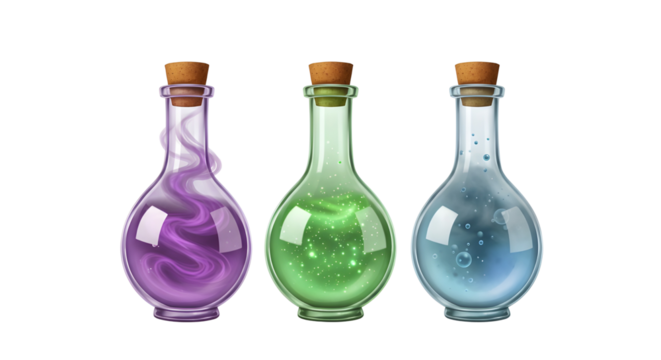 Potion Bottles Set Icon Halloween Elixirs