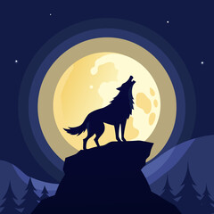 wolf howling at the moon