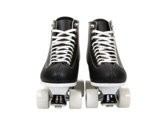 Pair of black roller skates isolated on transparent background