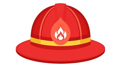 Red firefighter helmet with flame emblem