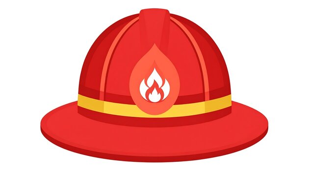Red firefighter helmet with flame emblem