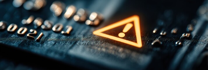 Suspicious Transaction Alert on Credit Card With Warning Icon and Blurred Background for Clarity