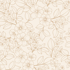 Realistic hand draw floral pattern background