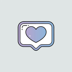 Blue and purple gradient heart in speech bubble icon