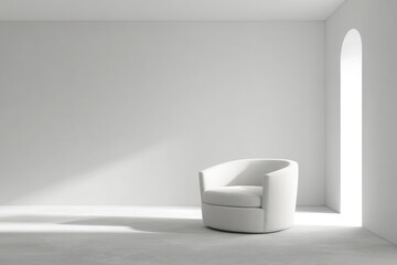 modern ultraminimalist design featuring single contemporary armchair positioned in empty room