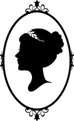 Elegant Woman�s Profile in Antique Cameo Silhouette Framed with Ornate Details
