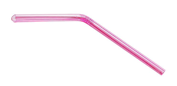Pink drinking straw angled diagonally