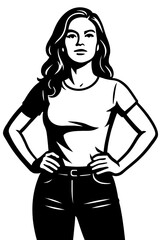 Confident Woman Standing with Hands on Hips - Empowered and Determined Pose