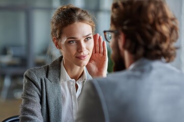 Employer listens attentively as applicant speaks during important job interview in modern office setting