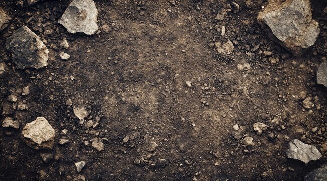 Earthy ground texture with scattered rocks (1)