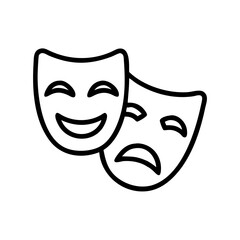 Comedy and tragedy masks art shows dramatic theater performances. Concept art showcases comedy and tragedy masks with smiles and tears.