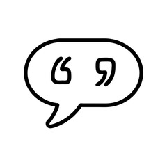 Literary quote bubble displayed as black line art against a white backdrop. This quote bubble design is an effective way to indicate reported speech or cited text in various designs, presentations.