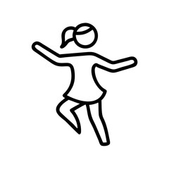 Silhouette of a dancer in simplified line art style with minimalist design, capturing movement and grace, evoking energy. Silhouette of a dancer presents dynamic pose, symbolizing passion for dance.