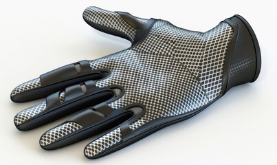 Obraz premium Protective black and gray glove displayed on white background in studio shot