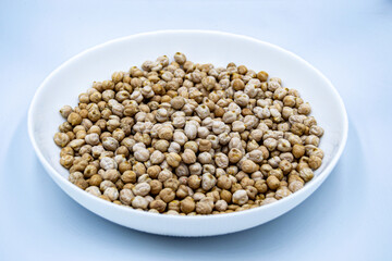 Beautiful organic dried chickpea beans consisting of raw bengal legume pea
