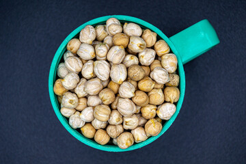 Beautiful organic dried chickpea beans consisting of raw bengal legume pea