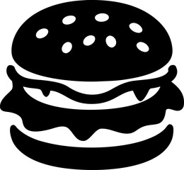 Minimalist Black and White Hamburger Silhouette with Bold Line Details