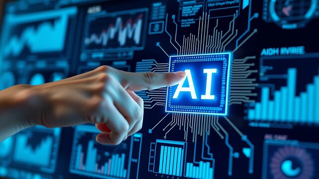 Artificial intelligence technology innovation with digital interface futuristic ai concept