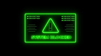 neon line system blocked security breach computer hacking warning message hacked alert Business server show security hacked alert warning sign,Hacker access private confidential database concept.