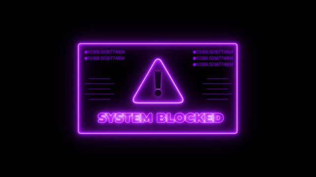 neon line system blocked security breach computer hacking warning message hacked alert Business server show security hacked alert warning sign,Hacker access private confidential database concept.