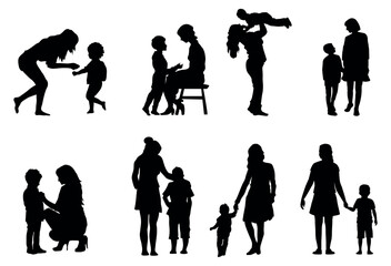Silhouette of mother and son