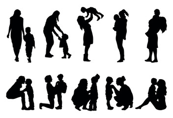 Silhouette of mother and son