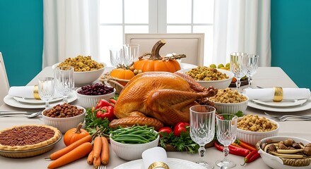 Sliced turkey breast with broccoli and rosemary on wood board