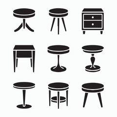 Vector Illustration of Various Modern Wooden Furniture Pieces
