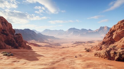 Naklejka premium Desert vista, mountains, sunlit