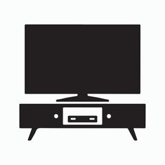 Modern TV Stand with Flat-Screen TV Silhouette
