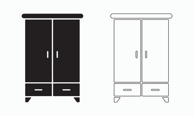 Simple black and white wardrobe icon.
