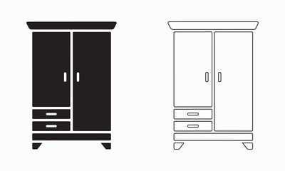 Simple black and white wardrobe icon.
